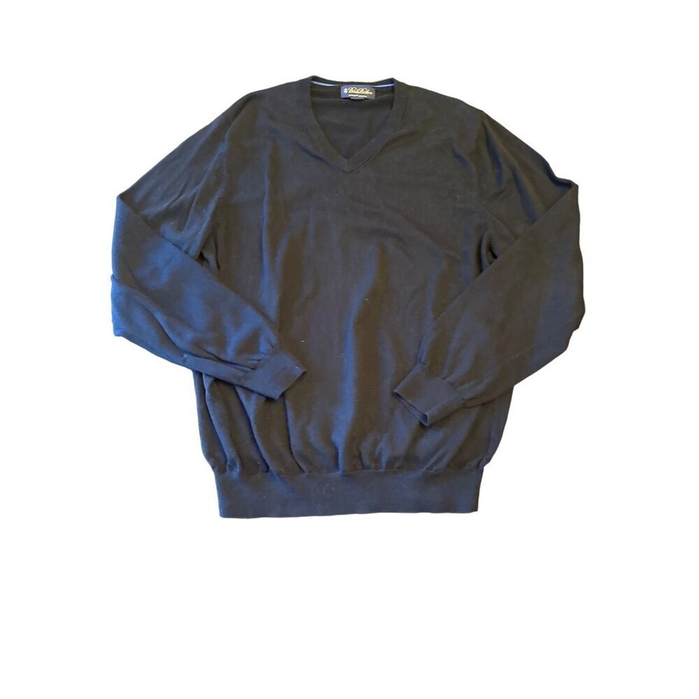 Brooks Brothers XL Black Supima Cotton V-Neck Sweater For Men